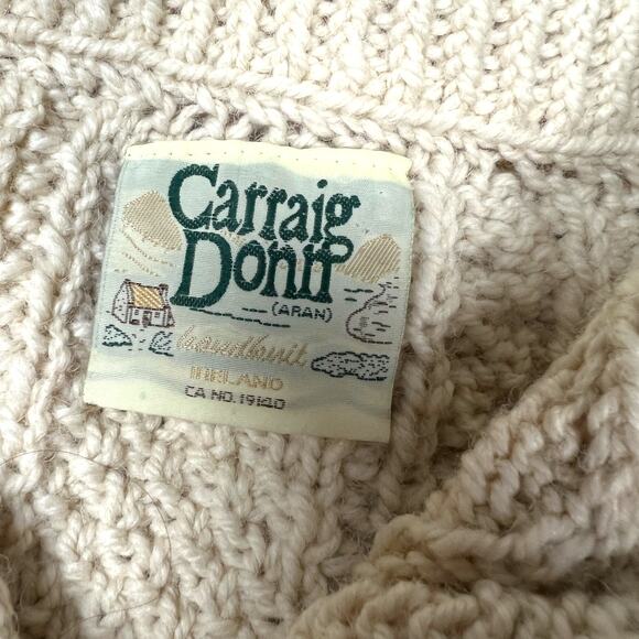 Carraig Donn Sweater Hand Knit Ireland Cable Knit Zip Cardigan Wool Women's XL - Picture 3 of 12